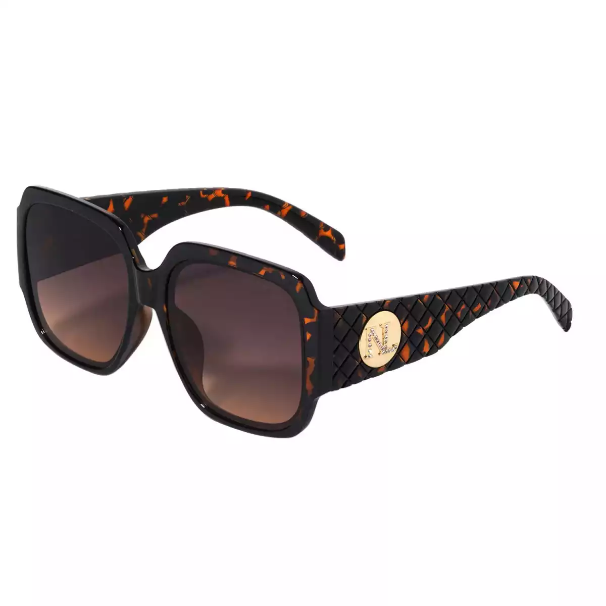 NICOLE LEE SQUARE QUILTED SUNGLASSES SUN7531 LEOPARD