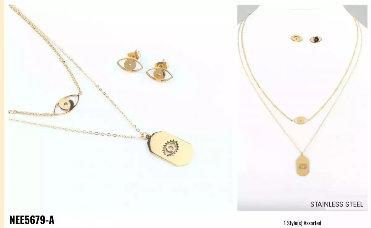 SET COLLAR STAINLESS STEEL GOLD 5679