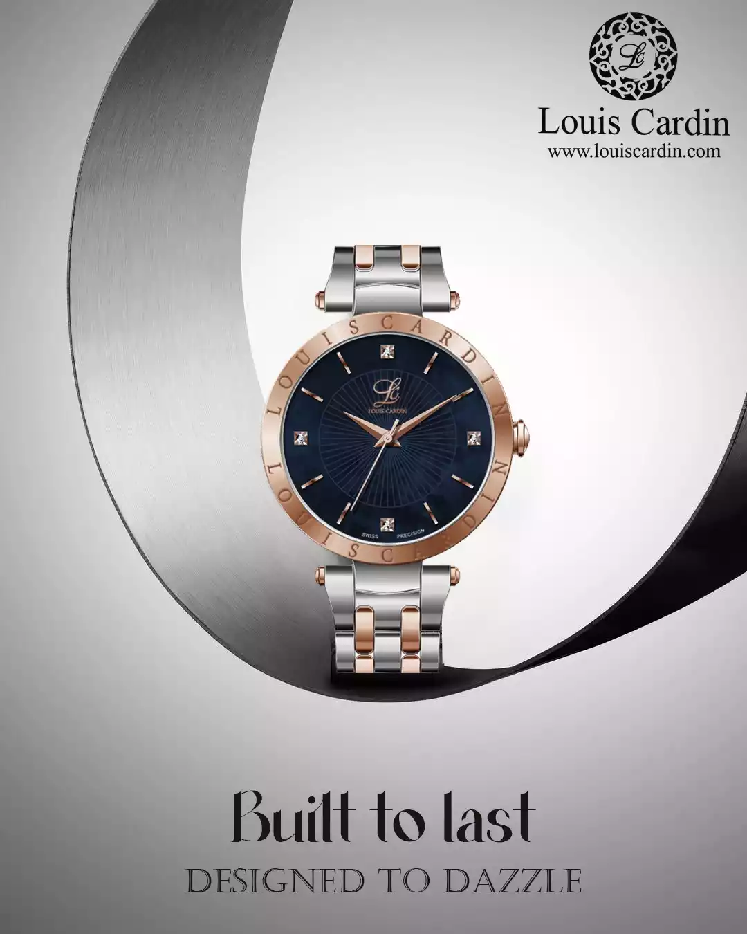 Louis Cardin Watch Model 9865 SILVER/RGD/NAVY