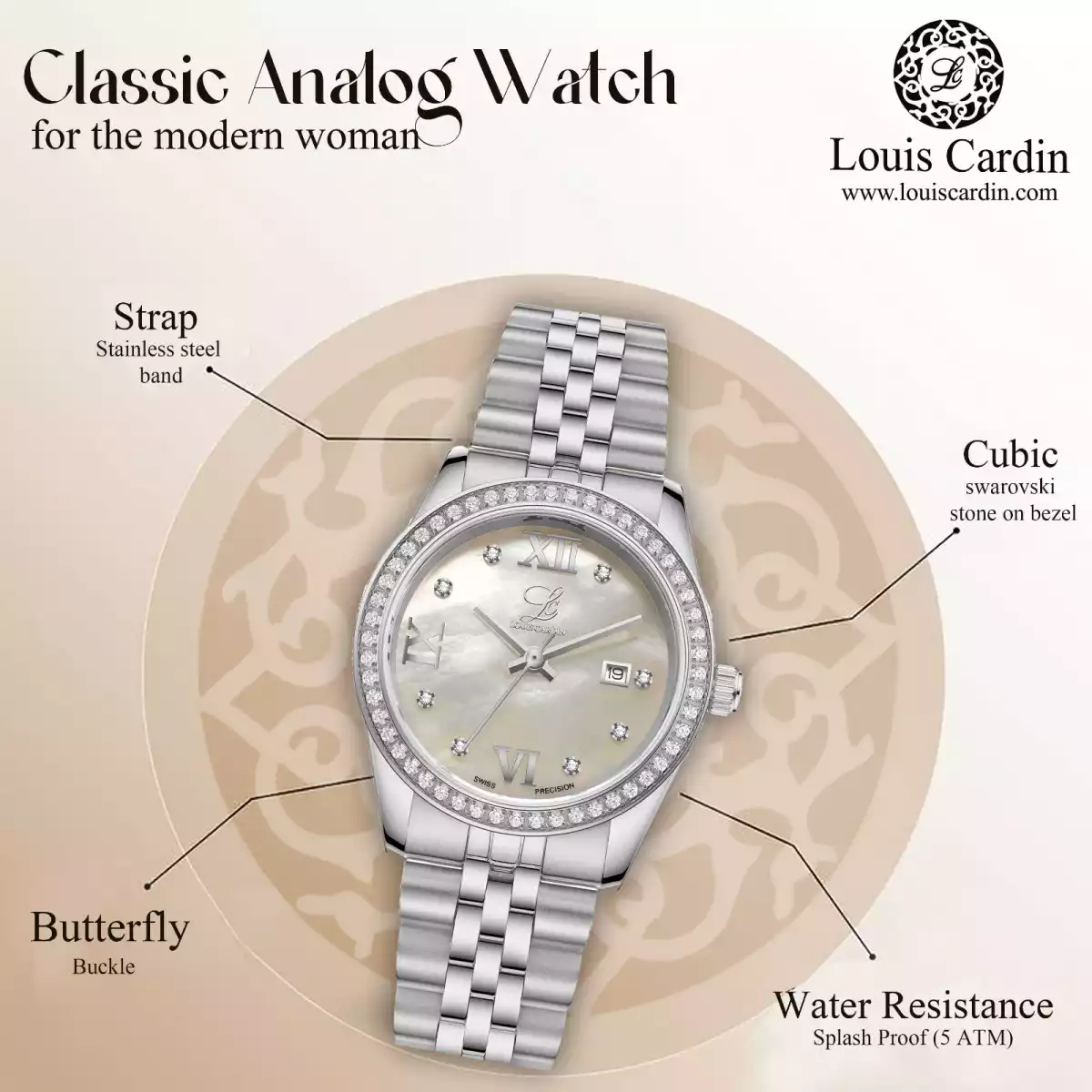 Louis Cardin Watch Model 8900 SILVER