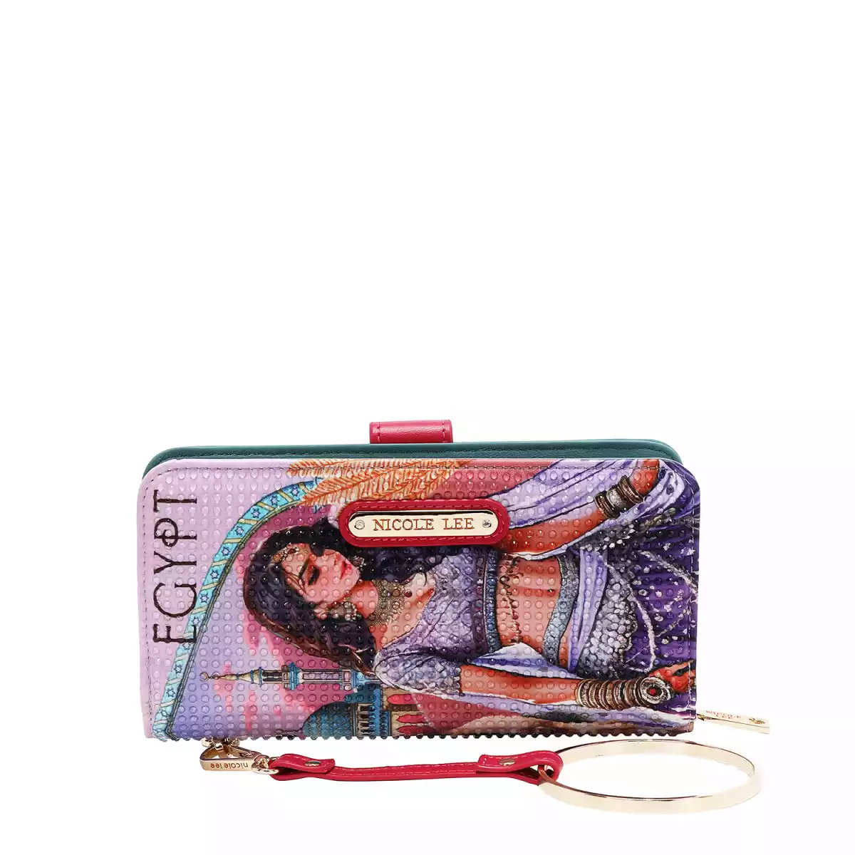 WALLET NICOLE LEE BIFOLD WALLET WRISTLET PRT6700 QUEEN CLEOPATRA