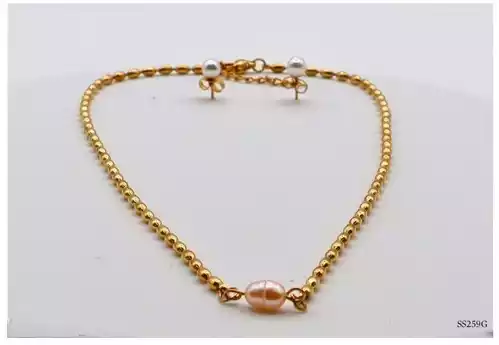 SET COLLAR STAINLESS STEEL GOLD SS259G