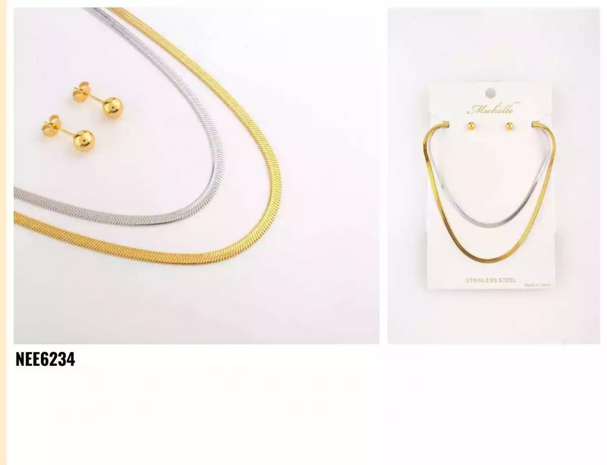 NECKLACE SET STAINLESS STEEL GOLD 6234