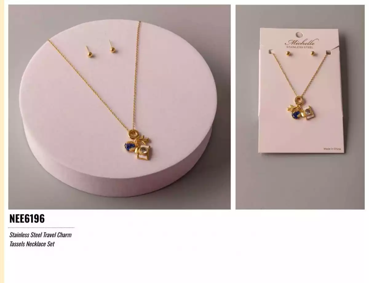 NECKLACE SET STAINLESS STEEL GOLD 6196
