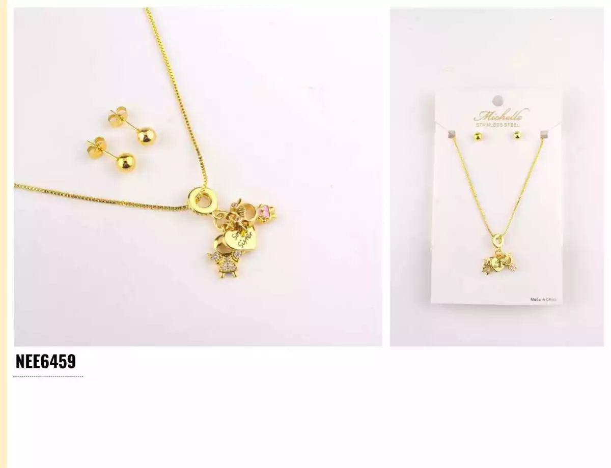 NECKLACE SET STAINLESS STEEL GOLD 6459