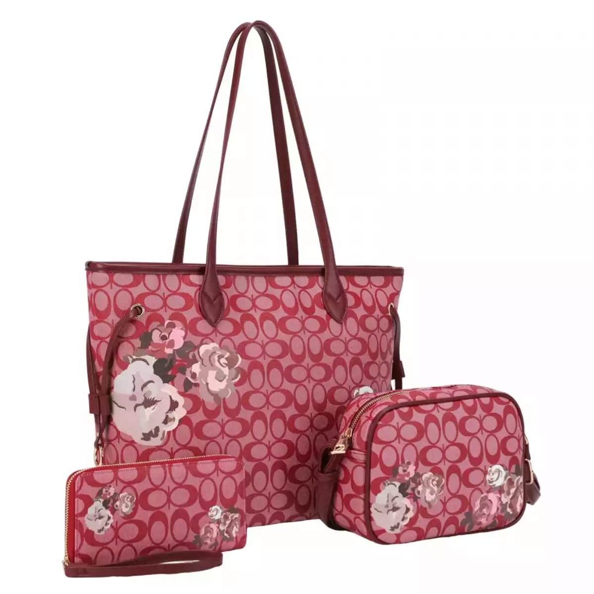 CARTERA FASHION SET 3 PCS 31626 BURGUNDY
