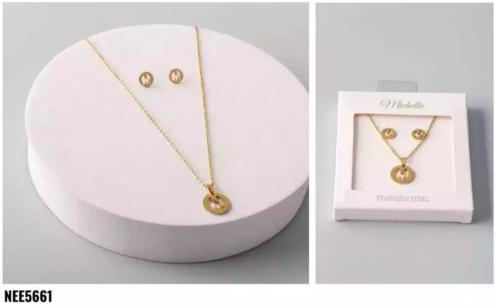 SET COLLAR STAINLESS STEEL GOLD 5661