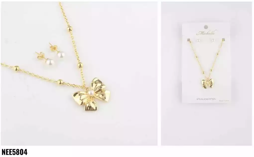 NECKLACE SET STAINLESS STEEL GOLD NEE5804