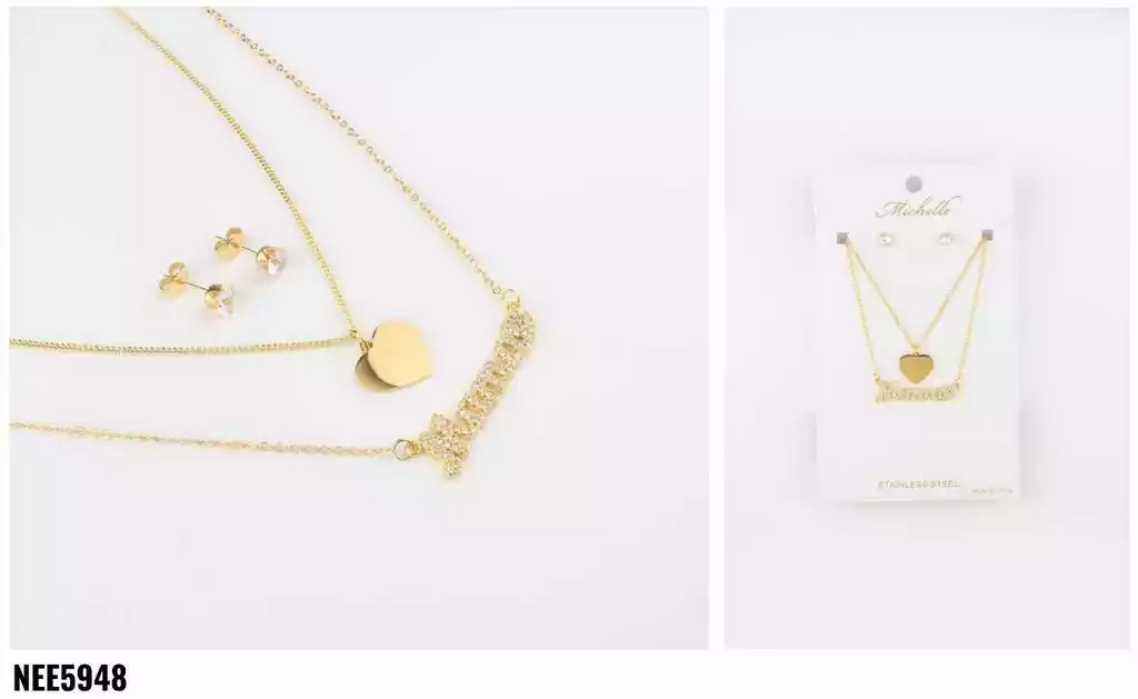 NECKLACE SET STAINLESS STEEL GOLD NEE5948