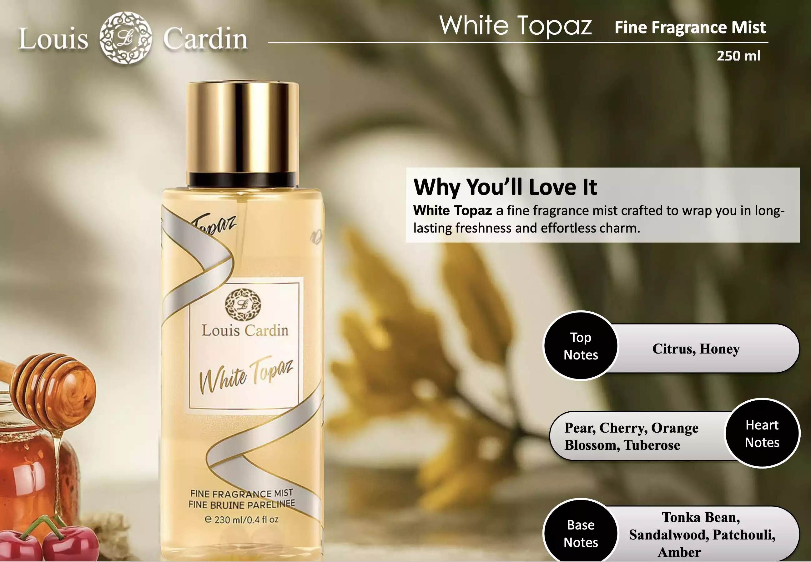 Louis Cardin White Topaz Fine Fragrance Body Mist 250ml