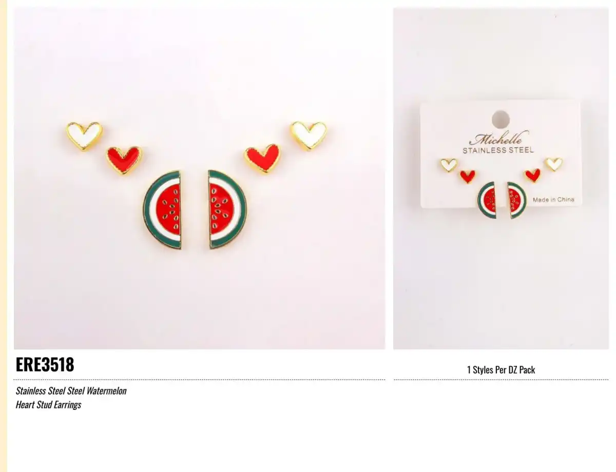 EARRING 3PCS GOLD MULTI 3518 MELON