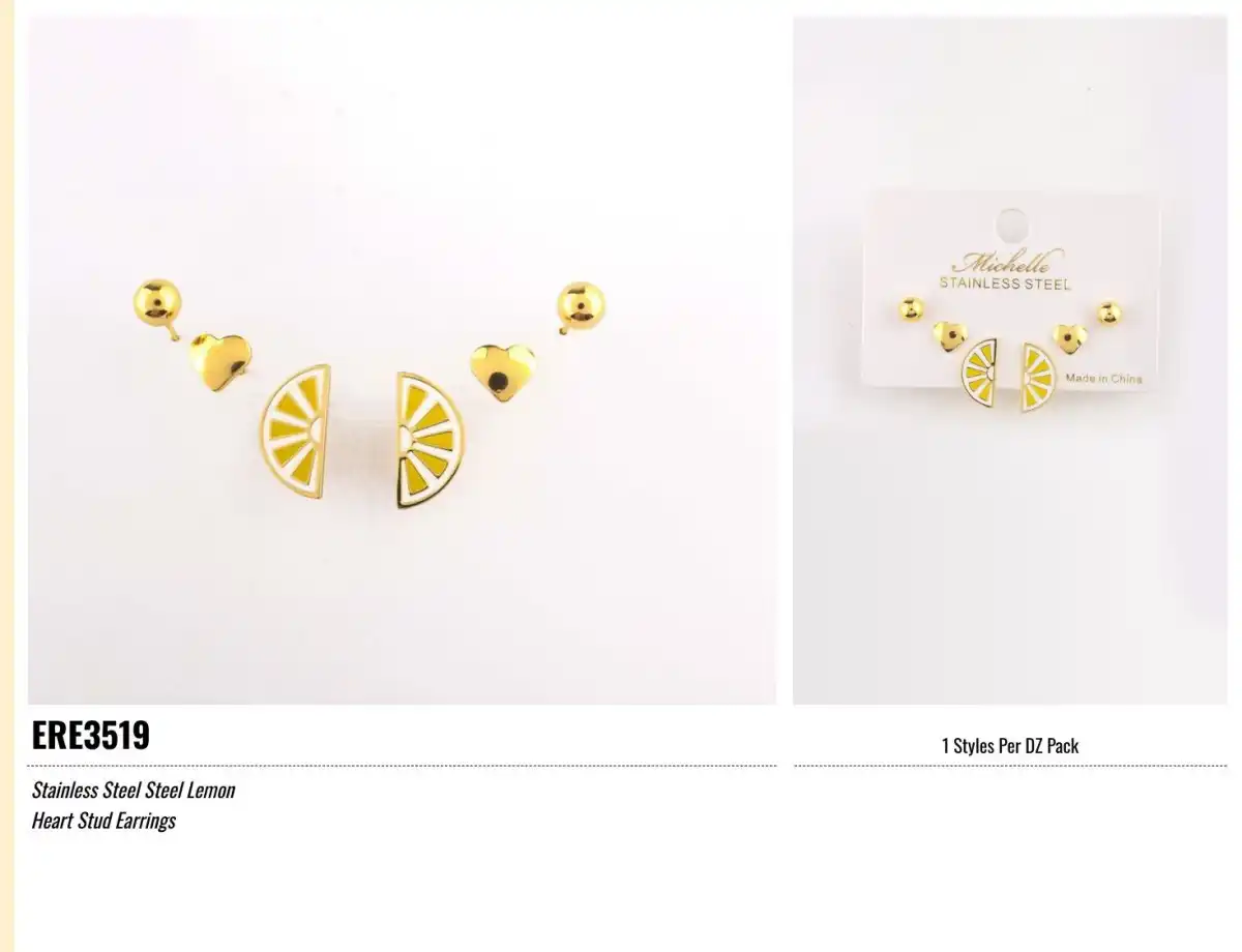 EARRING 3PCS GOLD MULTI 3519 LIMON