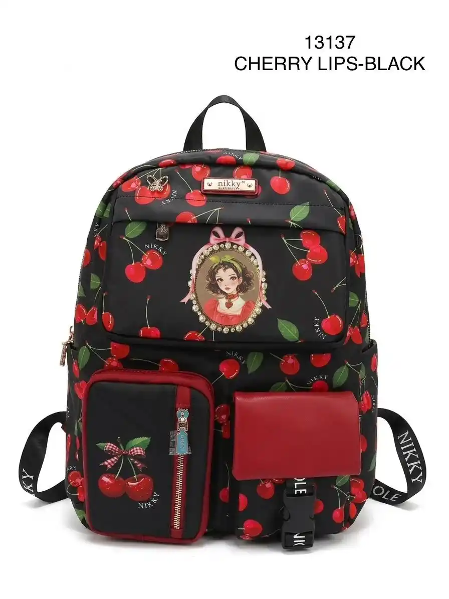 BACKPACK NIKKY NK13137 CHERRY LIPS BLACK