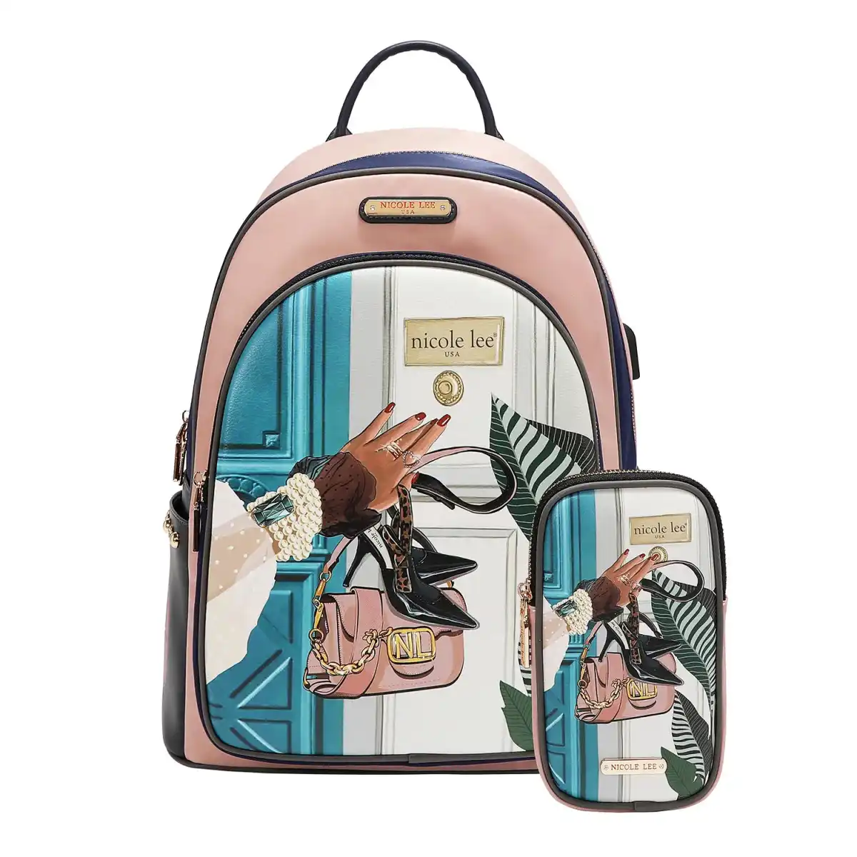 BACKPACK NICOLE LEE LAPTOP BACKPACK WITH USB CHARGING PORT + POCKETS 16698 EMOTION