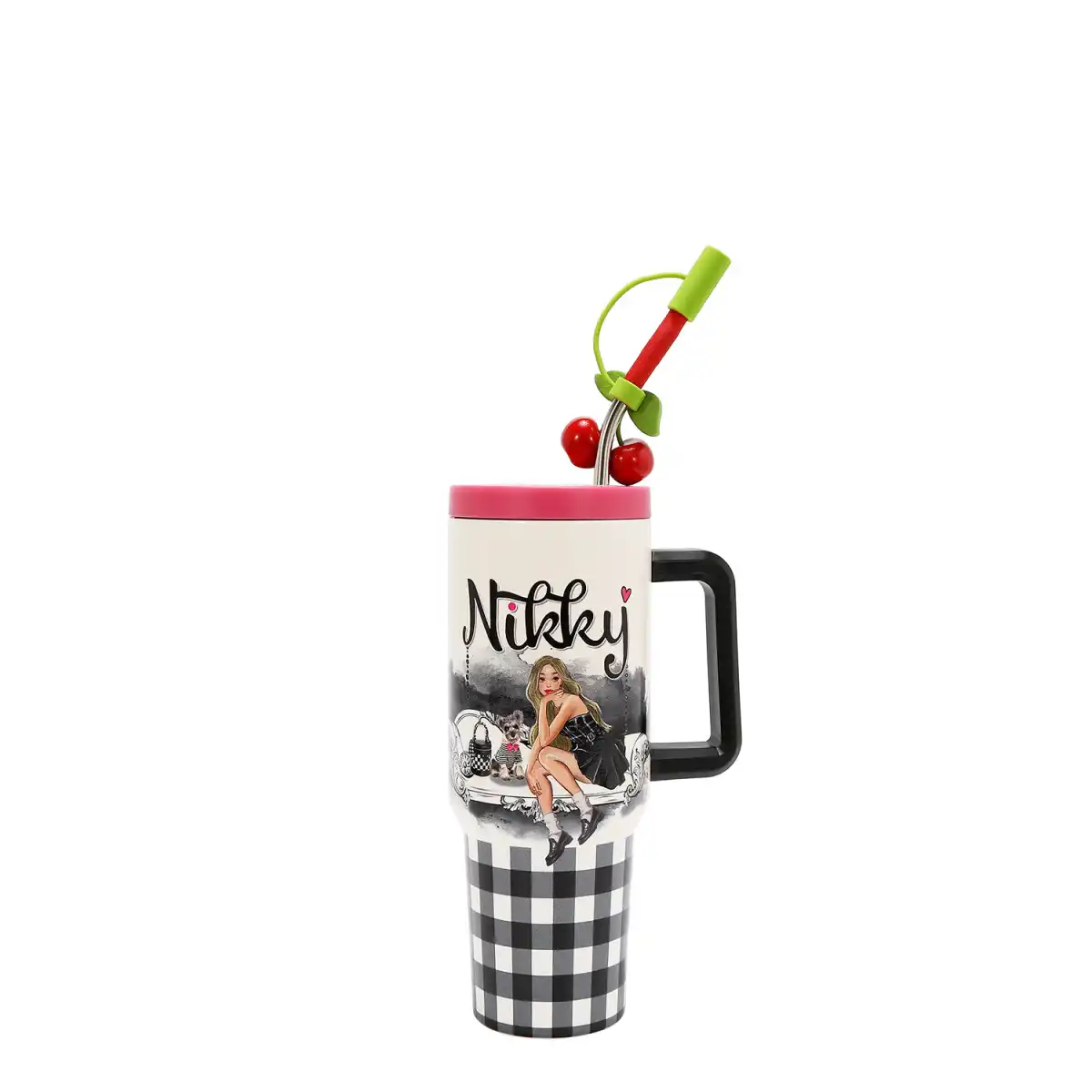NIKKY BY NICOLE LEE 40 OZ STUDDED TUMBLER WITH STRAW 25045 ANGEL FROM ABOVE