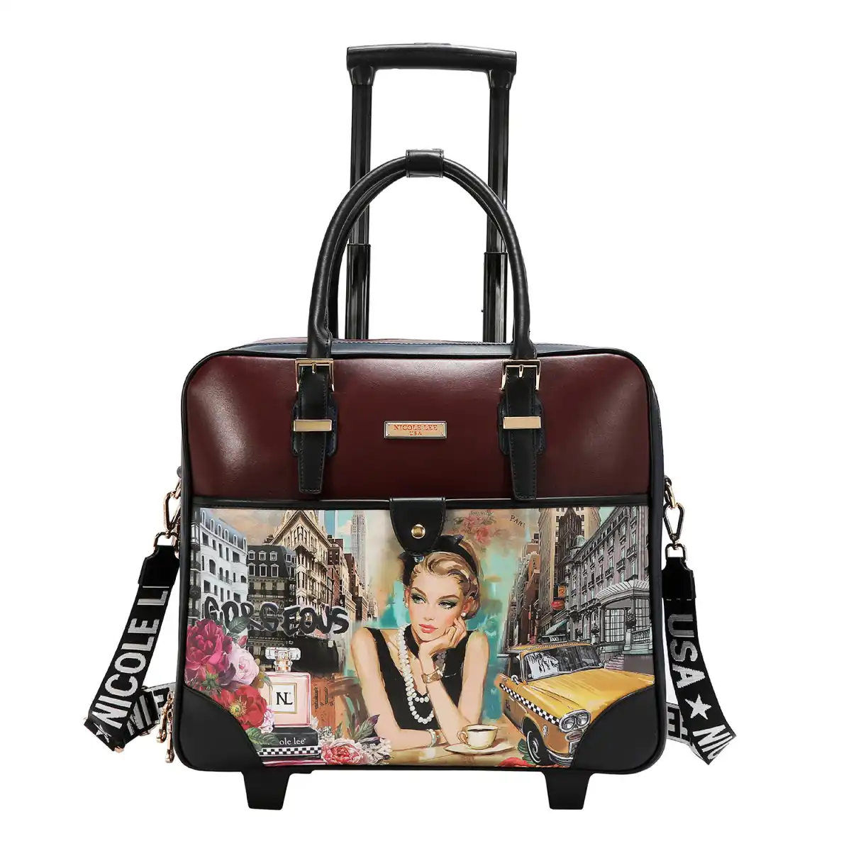 NICOLE LEE SQUARE ROLLING TRAVEL TOTE HLG17514 SABINA IMAGINES