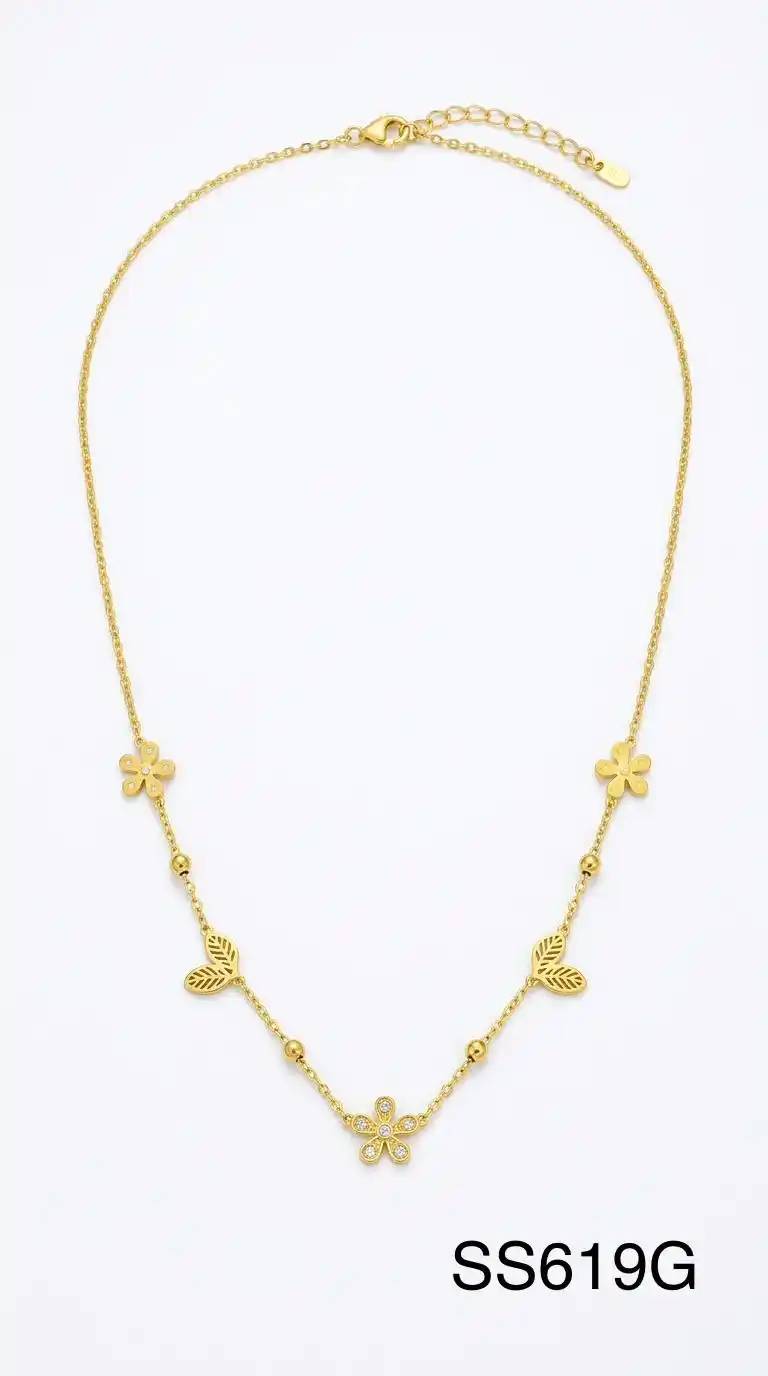 SET COLLAR STAINLESS STEEL GOLD SS619