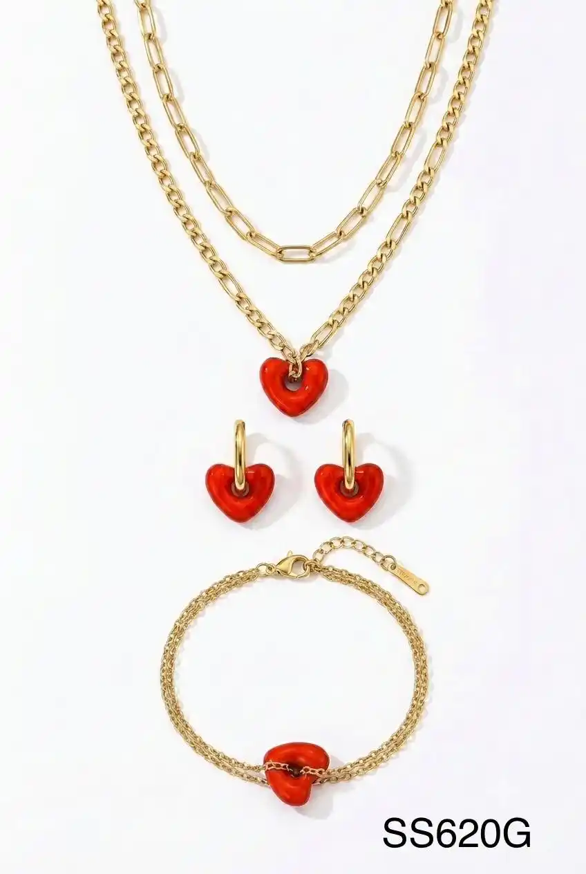 SET COLLAR STAINLESS STEEL GOLD SS620