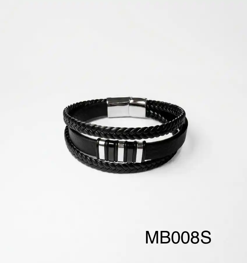 STAINLESS STEEL BRAZALETE MEN MB008 SILVER