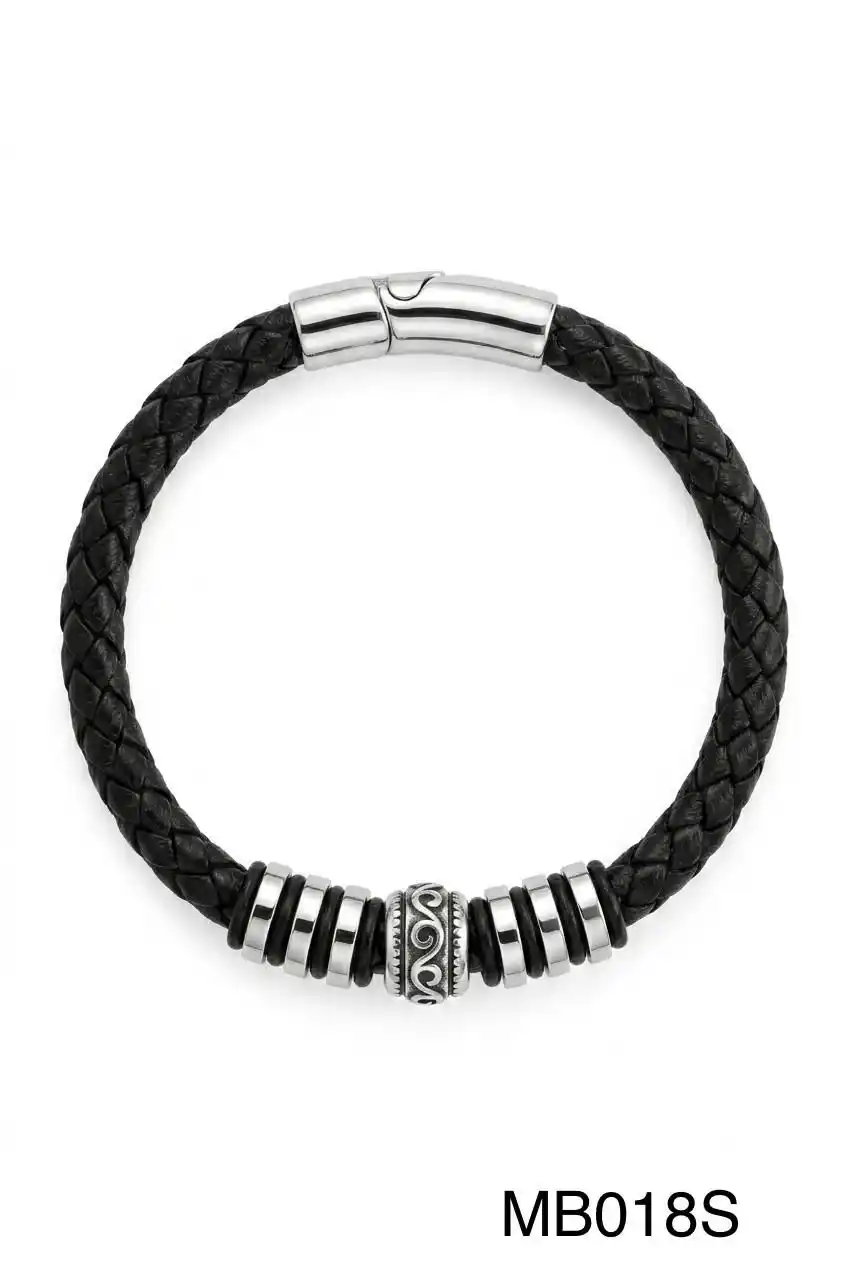 STAINLESS STEEL BRAZALETE MEN MB0018 SILVER