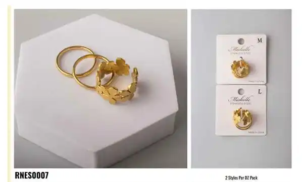 RING STAINLESS STEEL GOLD RNES0007