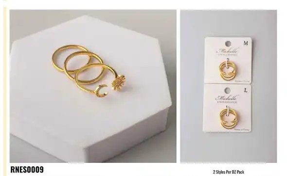 RING STAINLESS STEEL GOLD RNES0009