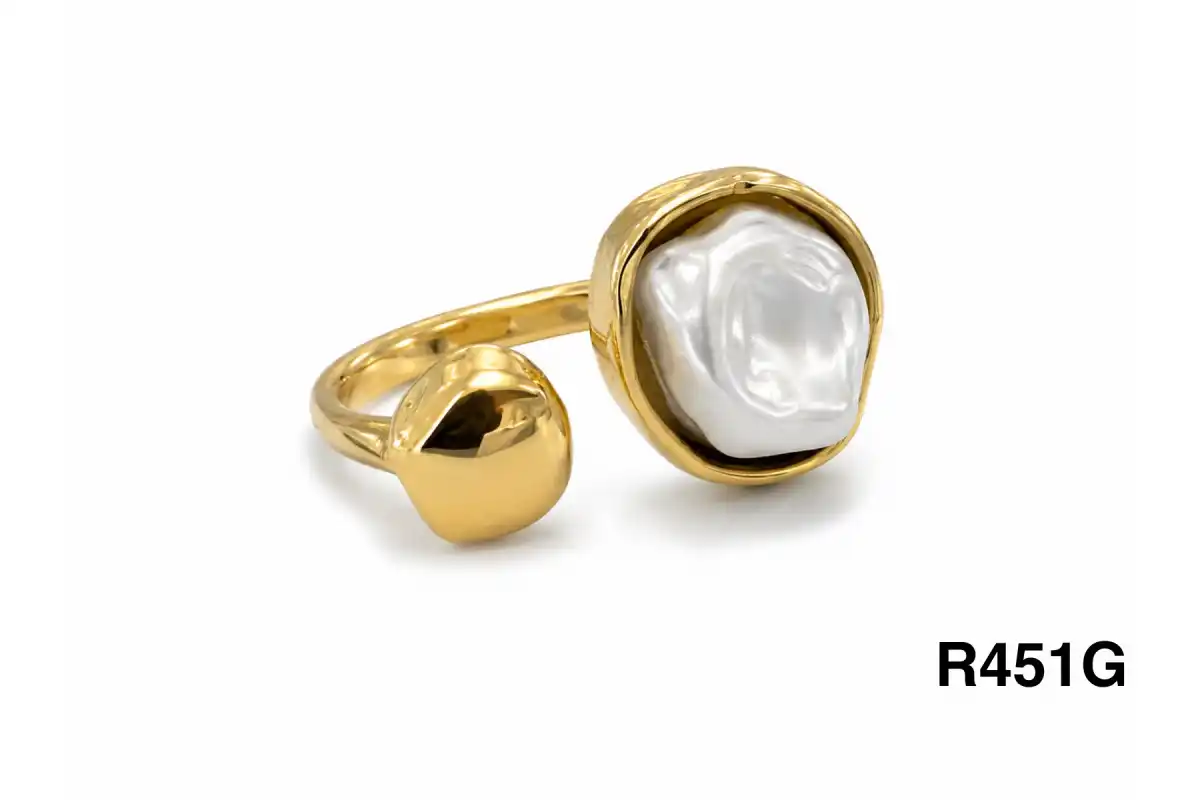 RING STAINLESS STEEL GOLD R451G