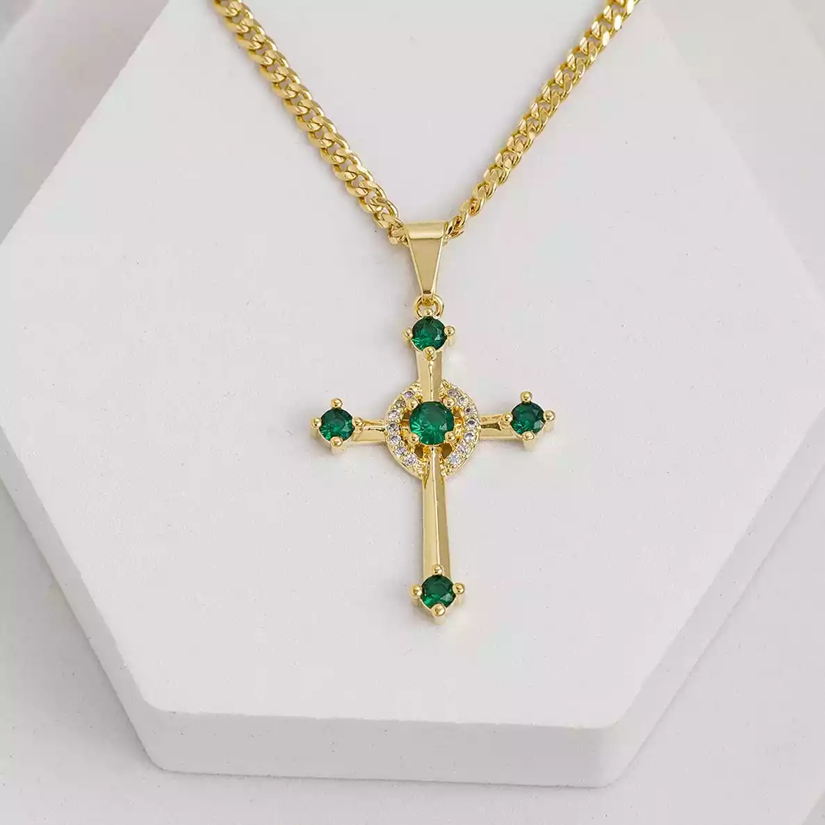 DIJE CRUZ CRISTAL / REF. - 23217 VERDE