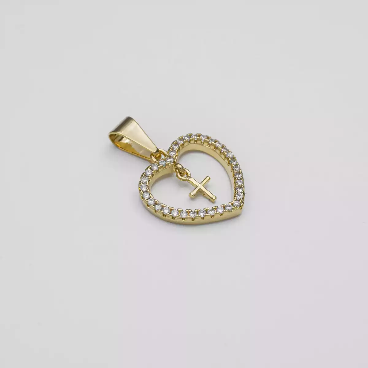 DIJE CORAZON CIRCONIAS + CRUZ MINI / REF. - 23192