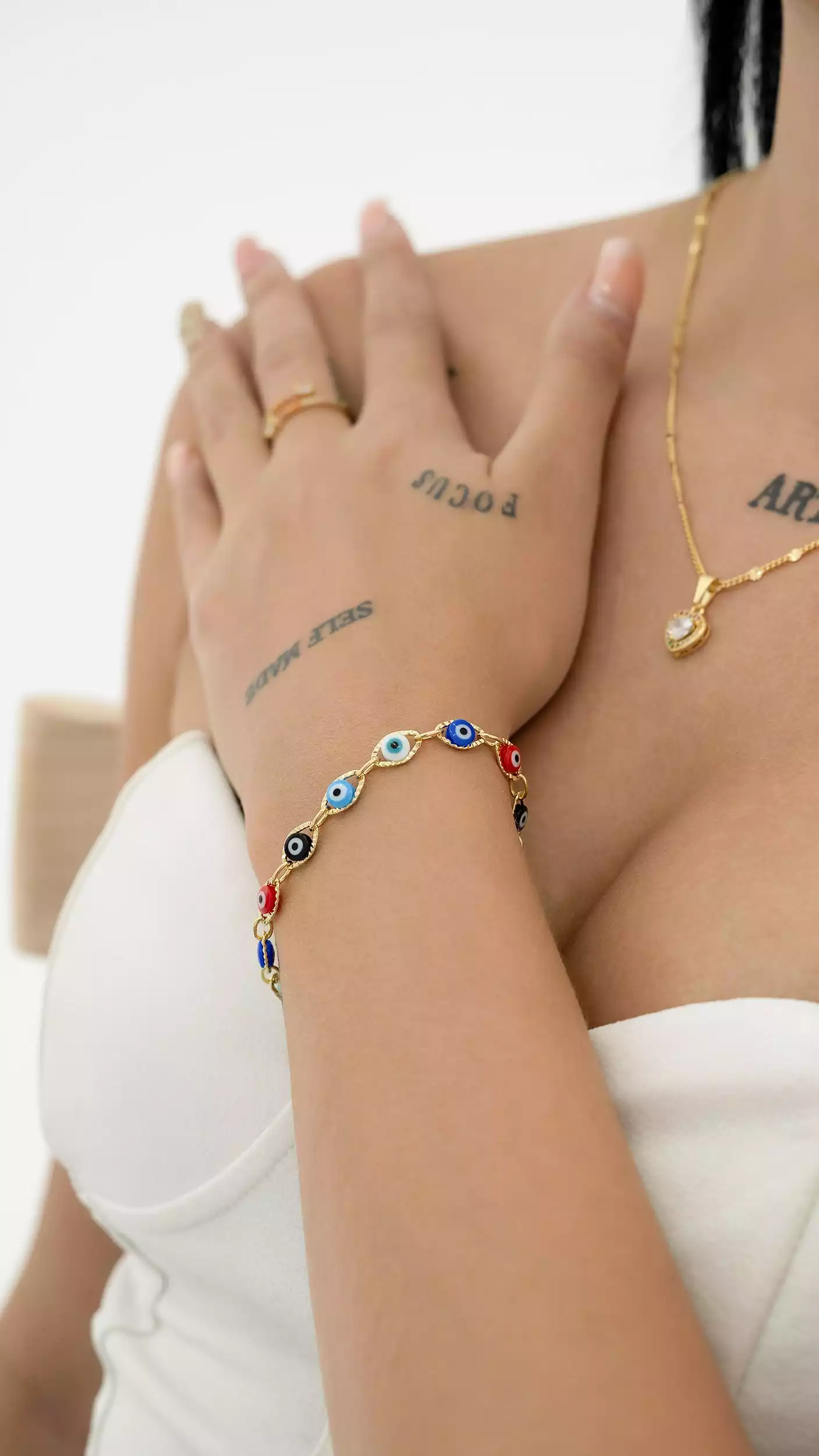 PULSERA OJO TURCO MULTICOLOR 16 CMS + EXTENSOR / REF. - 54061