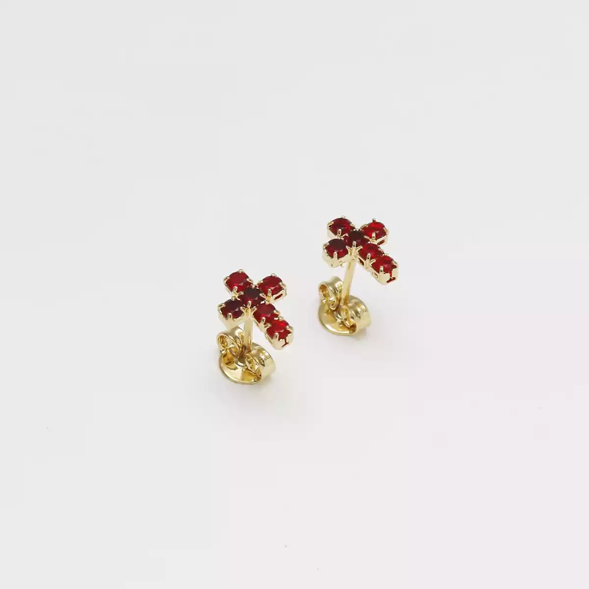 ARETES CRUZ 6 CIRCONIAS 0.8MM ROJO / REF. - 34041-ROJO