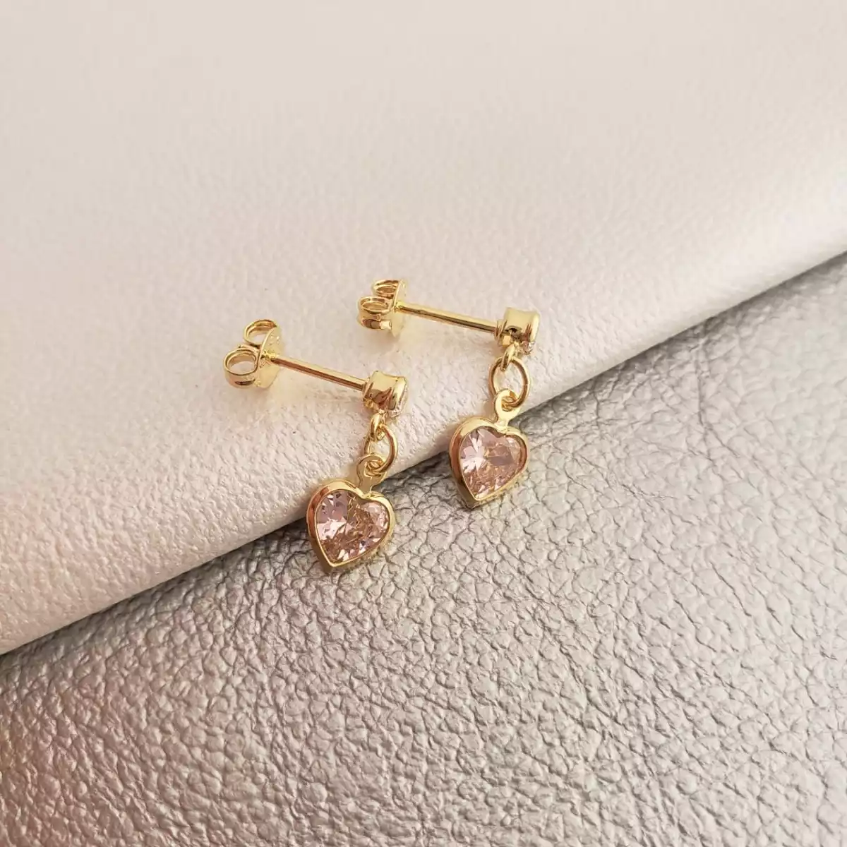 ARETES CORAZÓN CIRCONIAS 1.7 CMS ROSA / REF. - 34072-ROSA