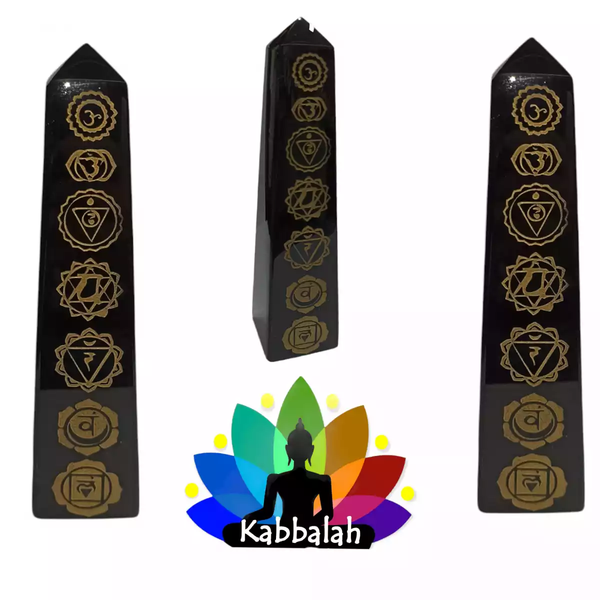 Obelisco Obsidina Tallado 7 chakras