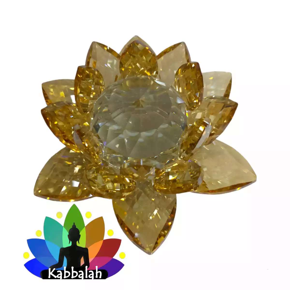 Flor de Loto En Cristal Amarilla Grande