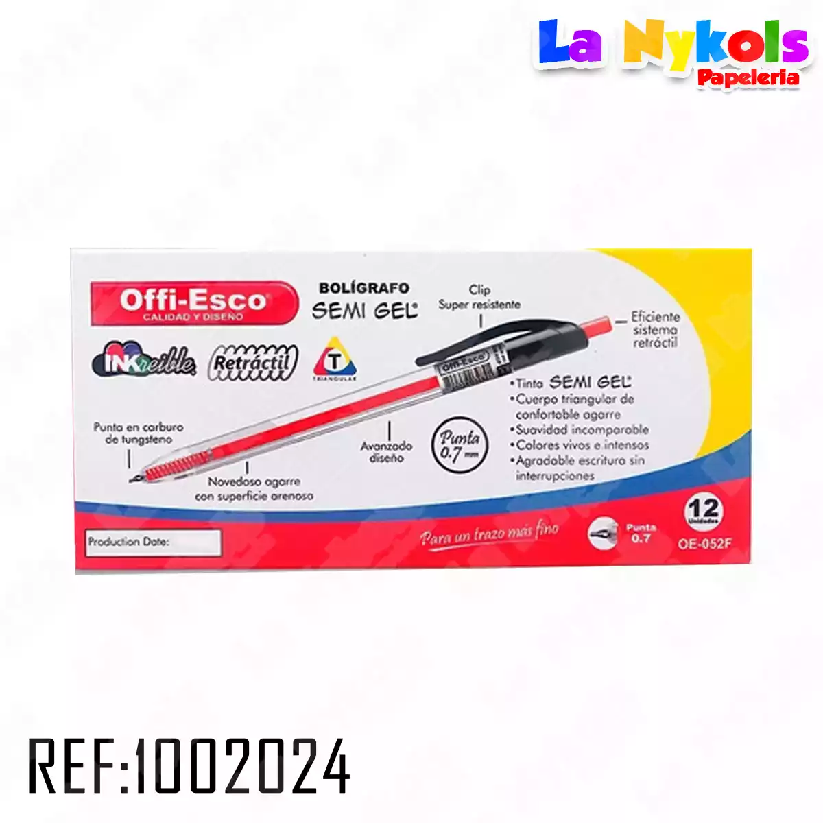 BOLIGRAFO OE-052F RETRACTIL SEMIGEL 0,7 (EST*12)