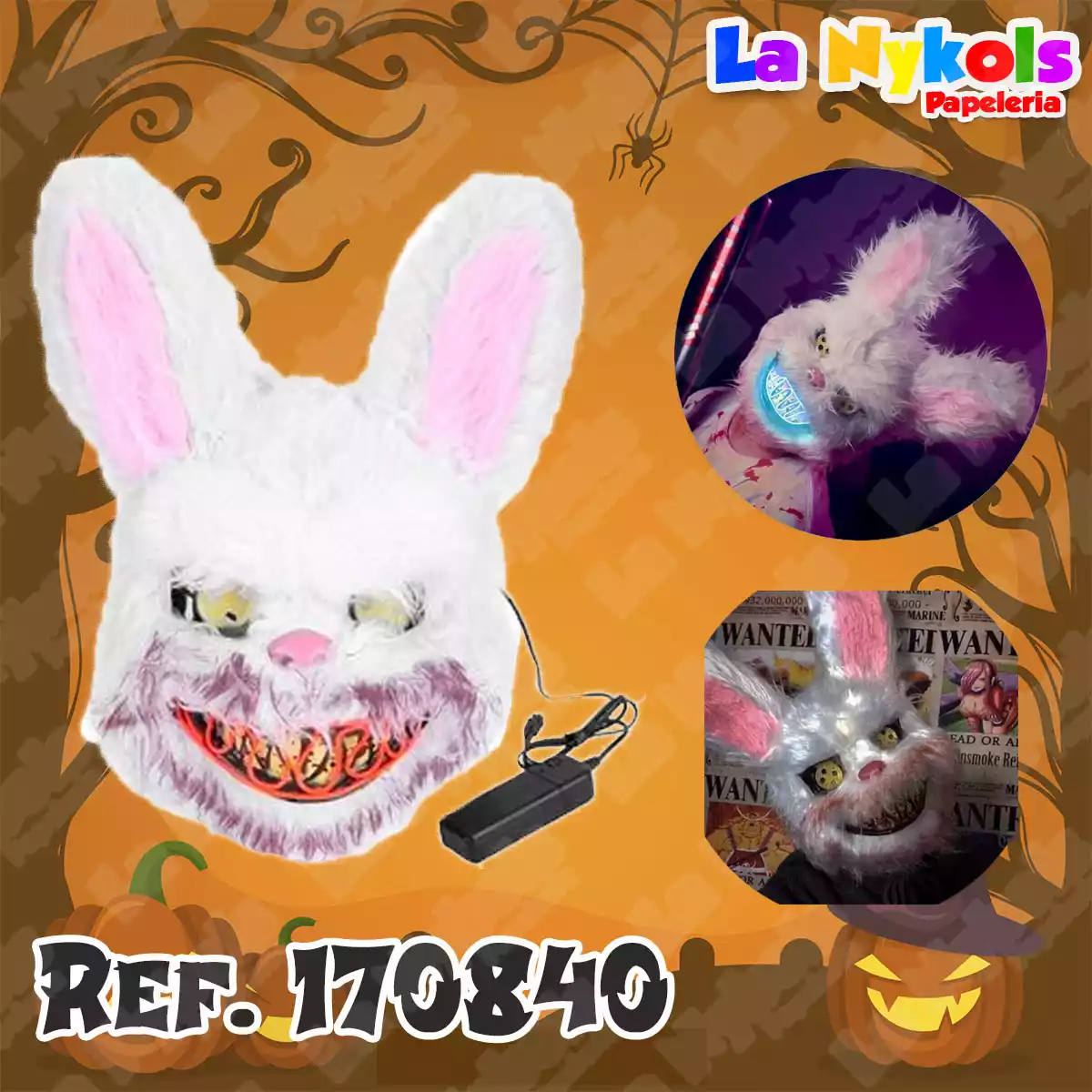 MASCARA PELUCHE LUZ OREJAS, JACK, CHUKY