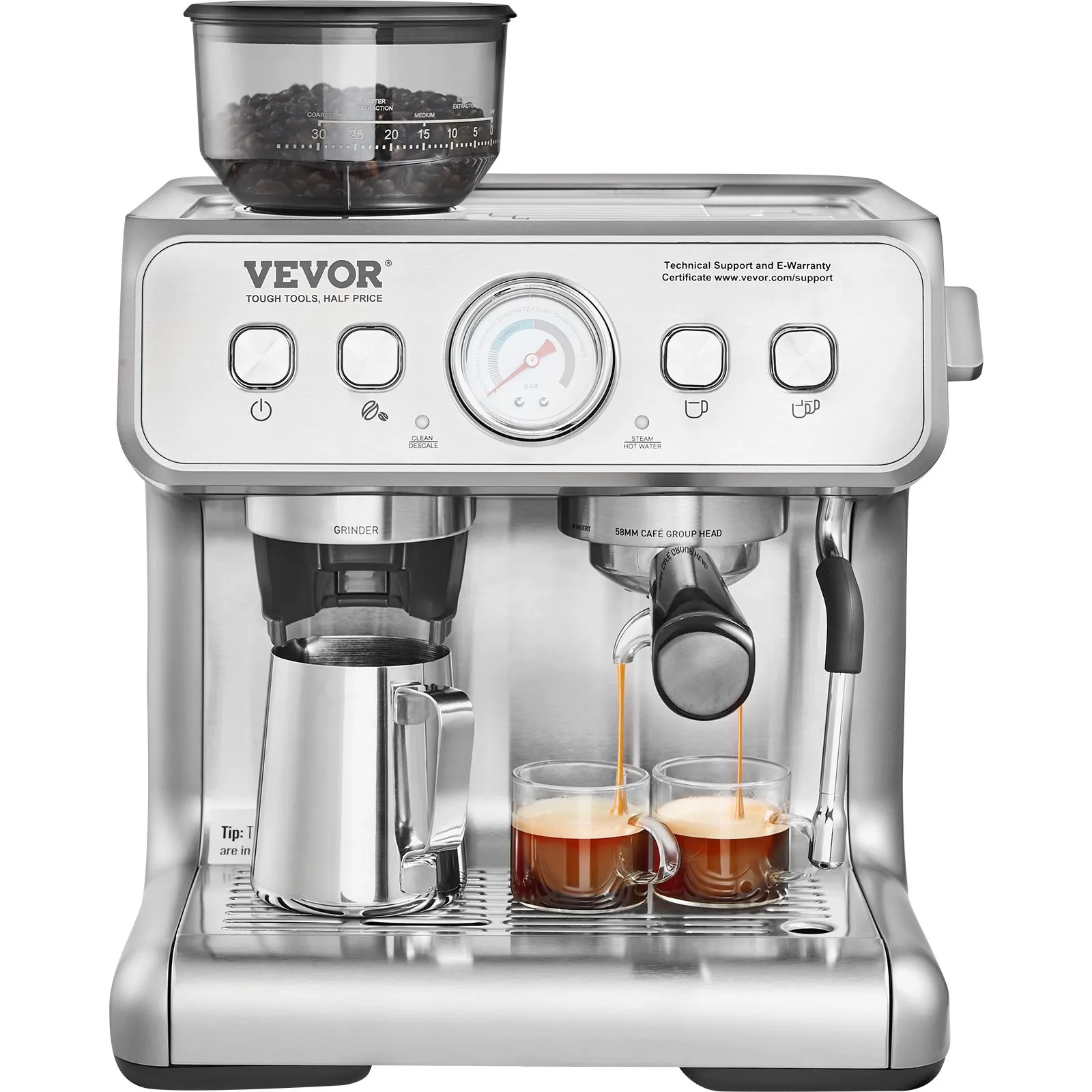 Maquina Espresso VEVOR Espresso Machine with Grinder con molino cafetera