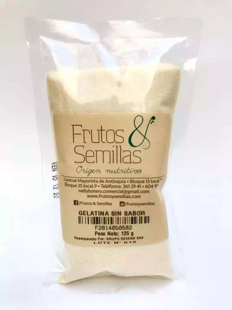 gelatina sin sabor frutos y semillas 125g