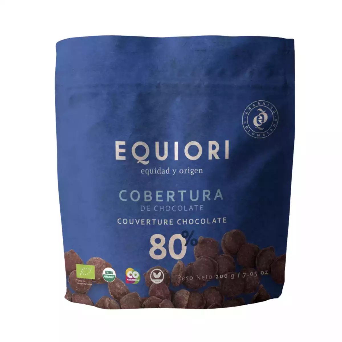 Cobertura de chocolate 80% Equiori 200g