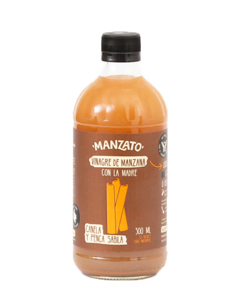 vinagre de manzana manzato canela y sabila 500ml