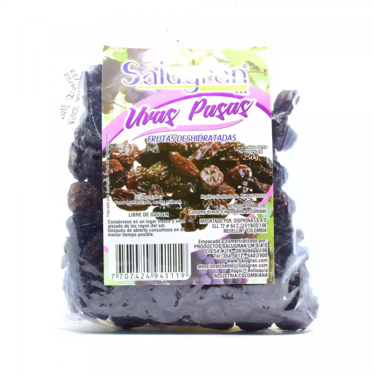 uvas pasas salugran 250g