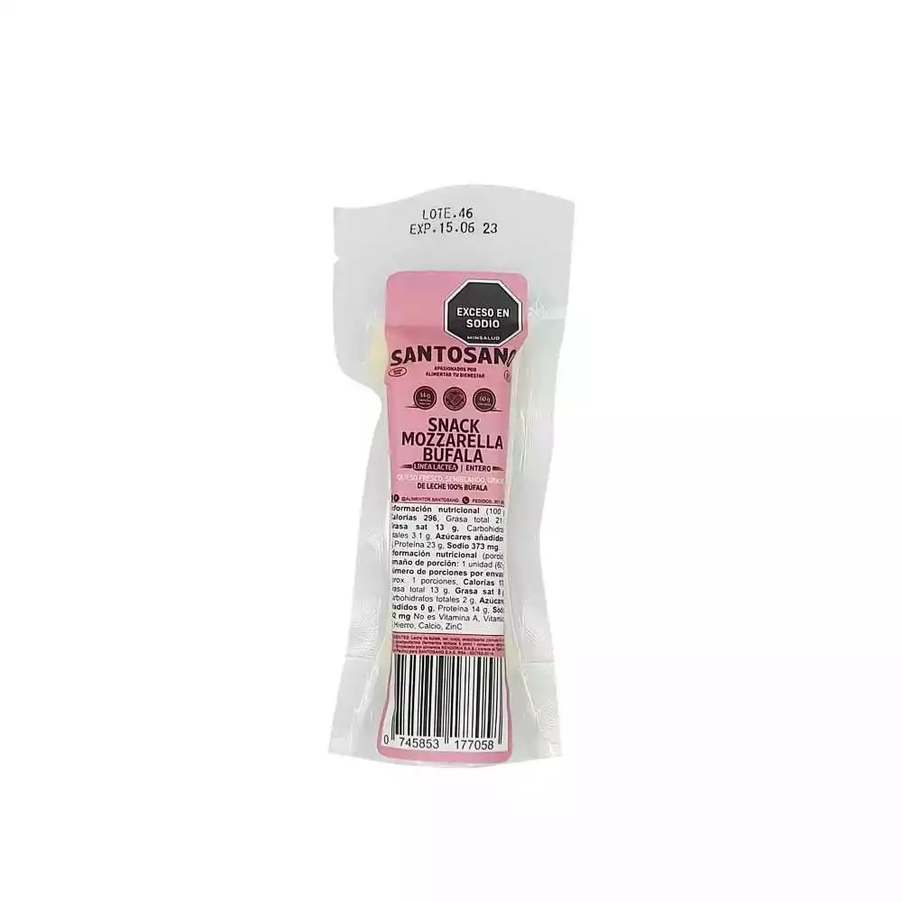 queso mozzarella bufala snack santosano 60g