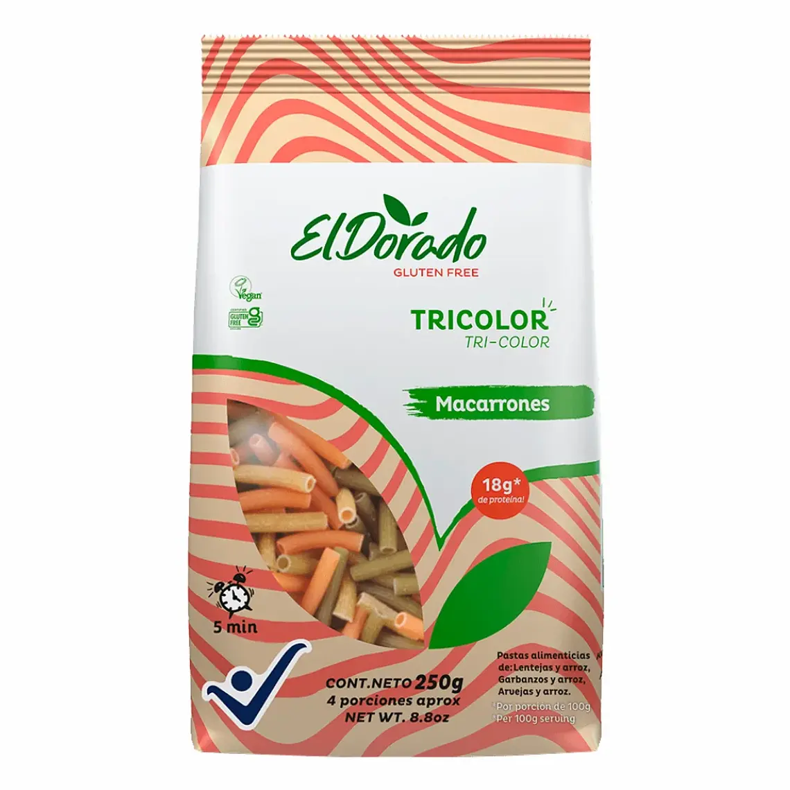 pasta tricolor macarrones  el dorado 250g