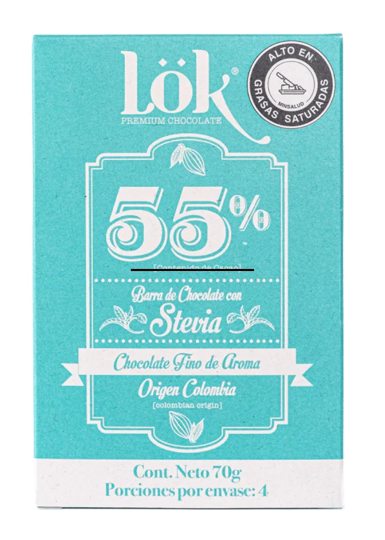 barra de chocolate stevia 55% lok 70g