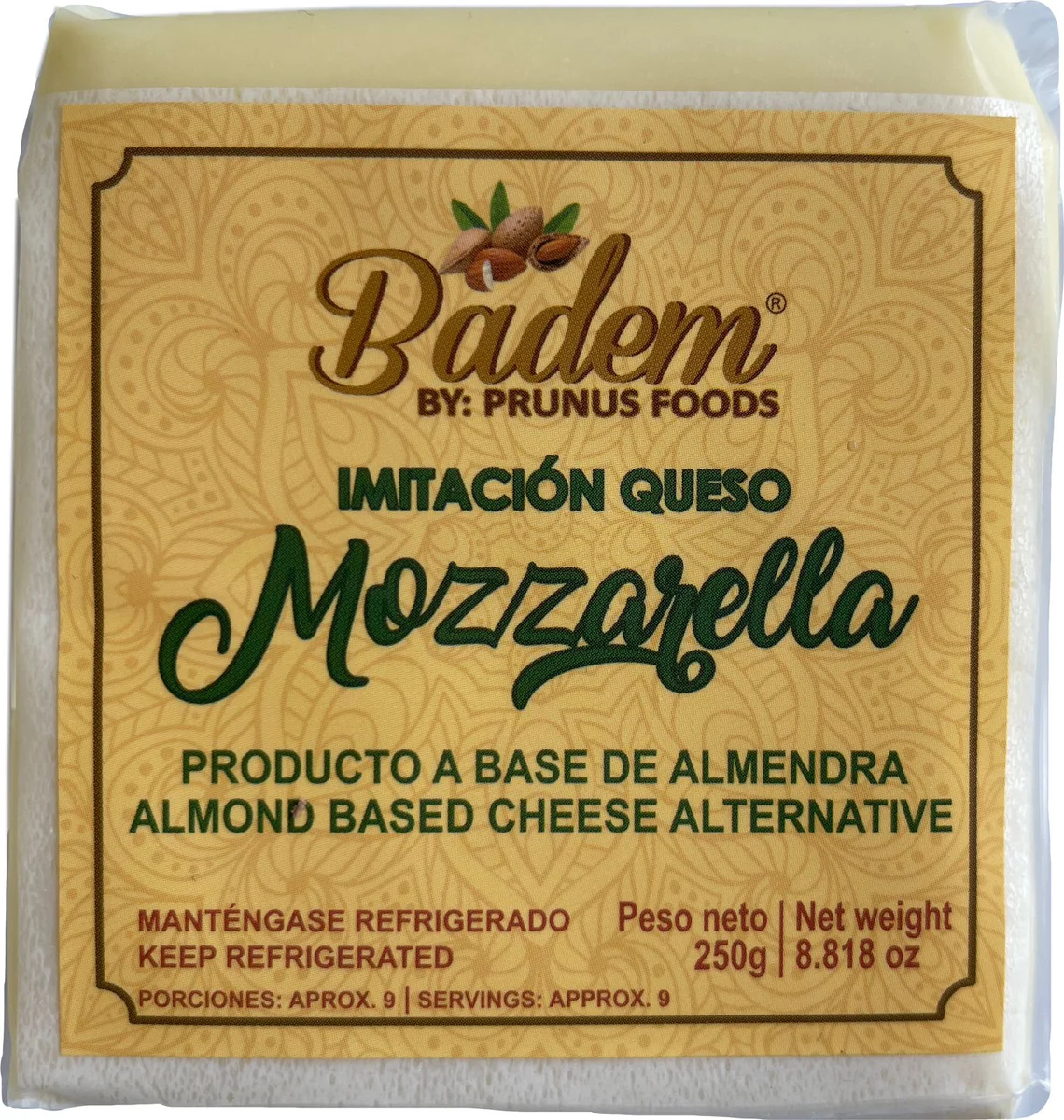 queso de almendra mozarella tajado badem 250g