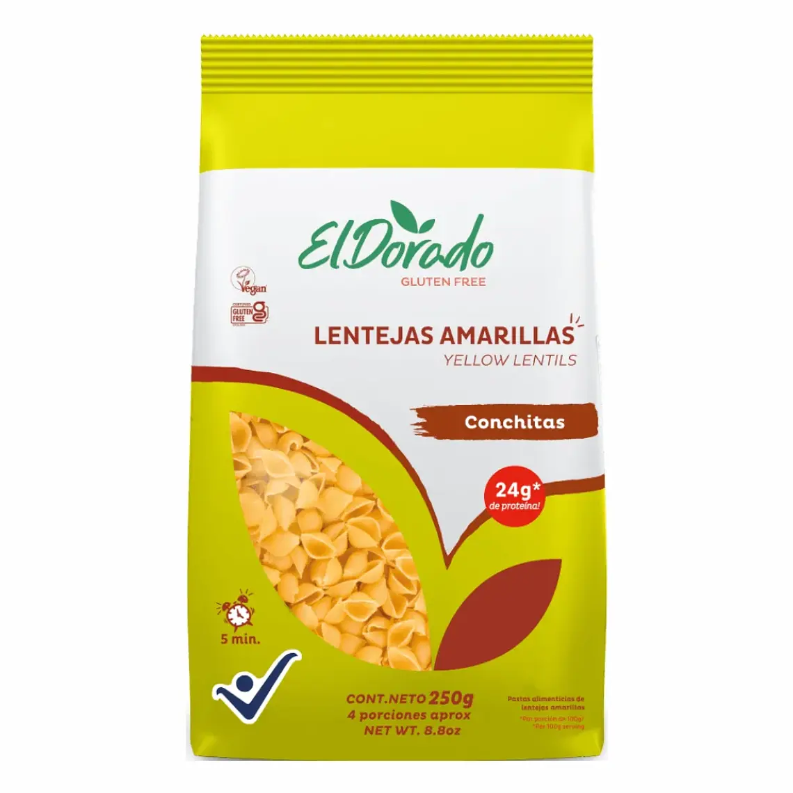 pasta de lentejas amarillas  conchitas el dorado 250g