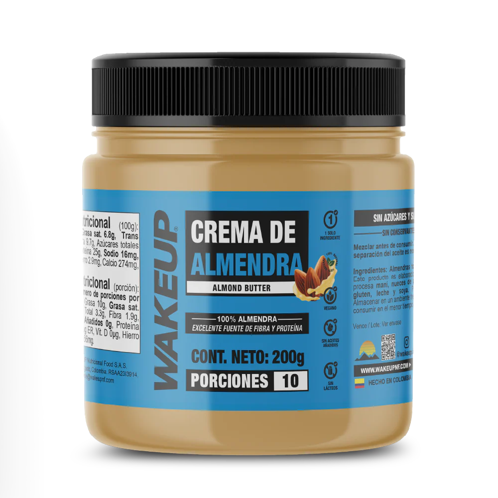 crema de almendras wakeup 200g