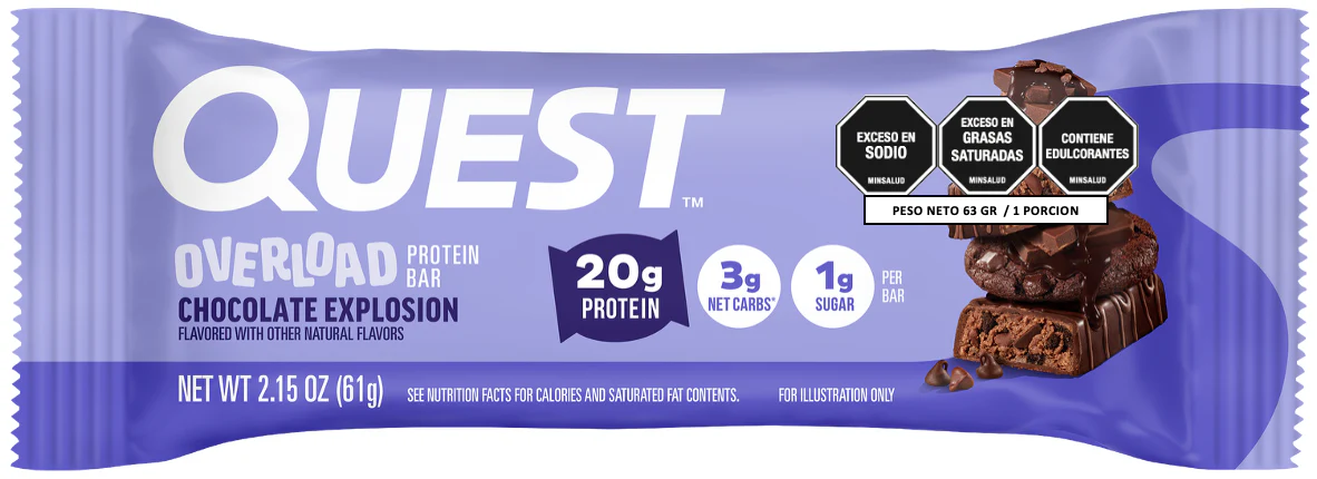 barra de proteina quest overload chocolate explosion 61g