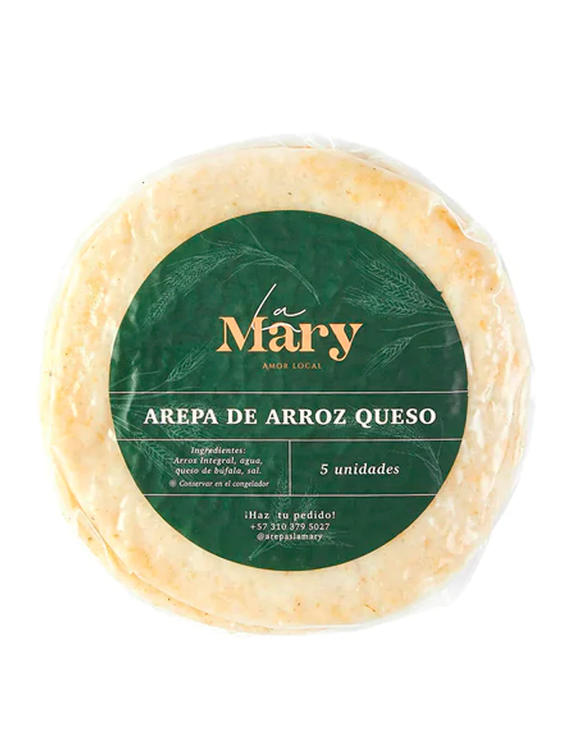 Arepa de arroz integral y queso la mary 5u