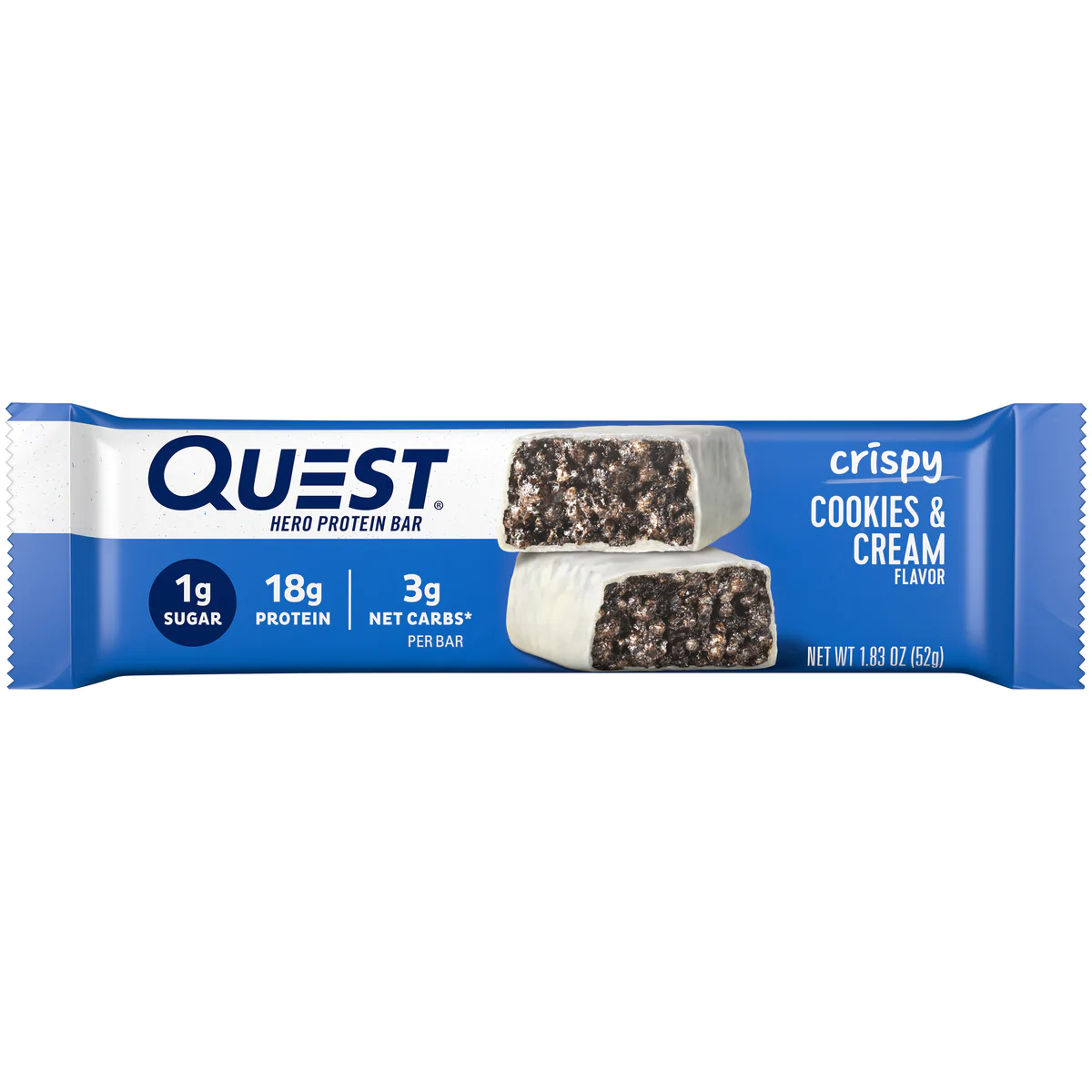 barra de proteina quest hero cookies y cream 52g